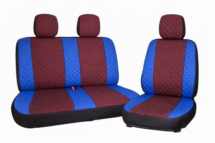 Set Huse Auto Premium 2+1 – Protecție Completă pentru Scaune (Albastru/Vișiniu)