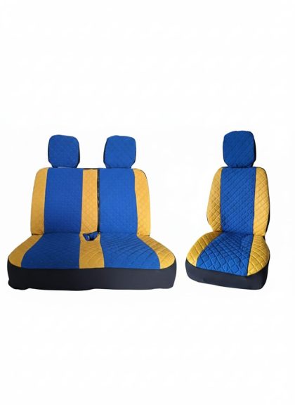 Set Huse Auto Premium 2+1 – Protecție Completă pentru Scaune (Galben/Albastru)