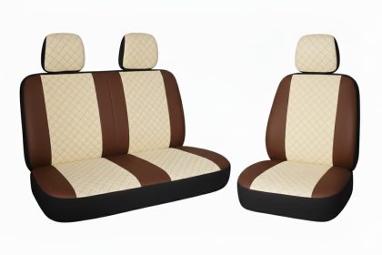 Set Huse Auto Premium 2+1 – Protecție Completă pentru Scaune (Maron/Crem)