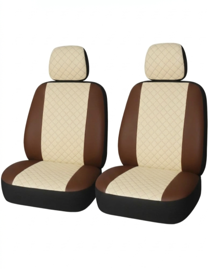 Set Huse Auto Premium 1+1 – Protecție Completă pentru Scaune (Maron/Crem)