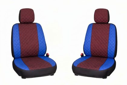 Set Huse Auto Premium 1+1 – Protecție Completă pentru Scaune (Albastru/Vișiniu)