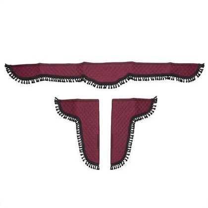 Set Accesorii Cabină PREMIUM Vișiniu BUTTERFLY - Parasolar și Colțare Matlasate cu Ciucuri