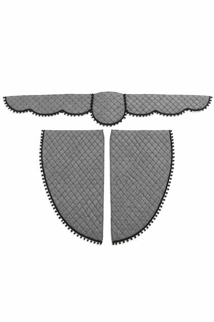 Set Accesorii Cabină PREMIUM Gri DIAMOND - Parasolar și Colțare Matlasate cu Ciucuri