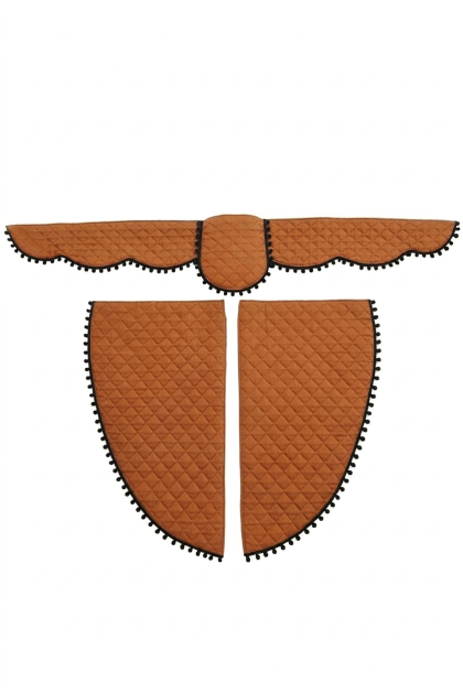 Set Accesorii Cabină PREMIUM Maron DIAMOND - Parasolar și Colțare Matlasate cu Ciucuri