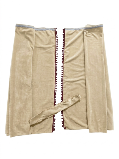 Set Perdele PREMIUM CREM din Stofă cu Ciucuri – Accesoriu Interior Lux pentru Cabină