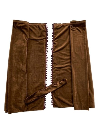 Set Perdele PREMIUM MARON din Stofă cu Ciucuri – Accesoriu Interior Lux pentru Cabină