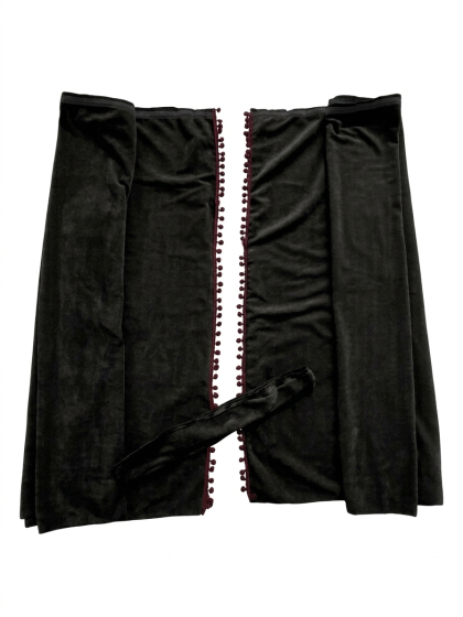 Set Perdele PREMIUM NEGRU din Stofă cu Ciucuri – Accesoriu Interior Lux pentru Cabină